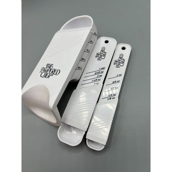 Pampered Chef Adjustable Measuring Spoon Cup Set Tablespoon Teaspoon Cup White - Picture 8 of 8